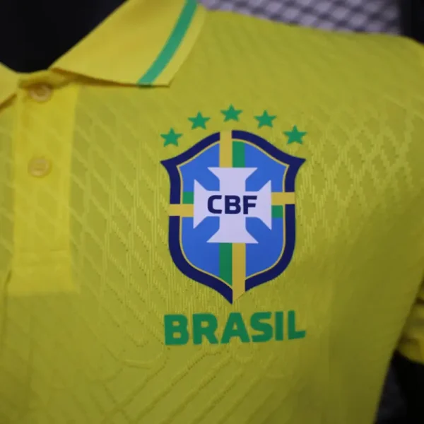 Brazil Men's 2024 Slim Fit POLO Shirt - Yellow - Image 4