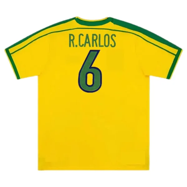 Brazil Nation Retro Ronaldo #9 Rivaldo #10 Cafu #2 Leonardo #18 R.carlos #6 Denilson #19 Jersey Home World Cup 1998 - Image 5