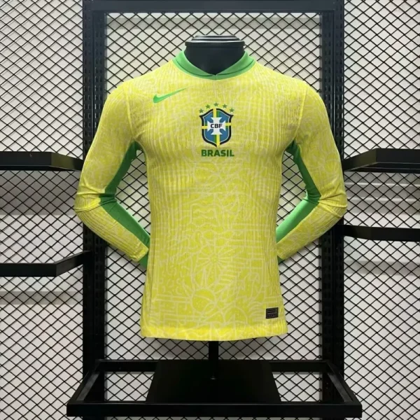 Authentic Soccer Jersey Brazil Home Shirt Long Sleeve 2024 - Image 2