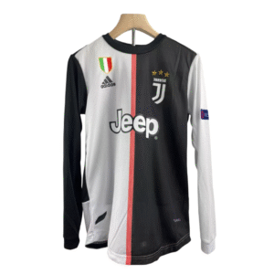2019 20 cristiano ronaldo #7 juventus home retro player version soccer jersey with ucl patch long sleeve