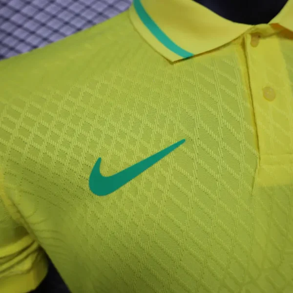 Brazil Men's 2024 Slim Fit POLO Shirt - Yellow - Image 3