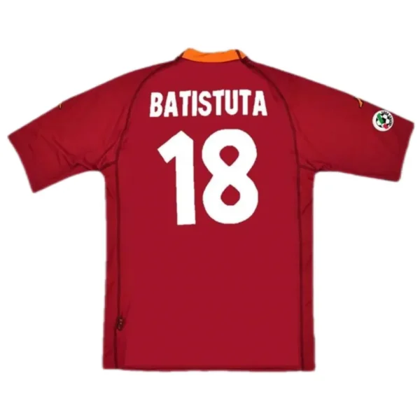 serie a roma club totti #10 batistuta #18 retro jersey home 2000 01