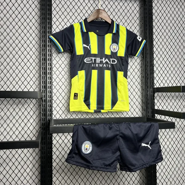 24-25 Manchester City Away Kids Kit Jersey+Shorts - Image 3