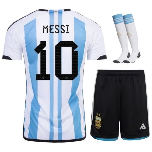argentina 3 star messi kids home jersey 2022 23