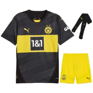 bvb dortmund away child kit shirt 2024 2025