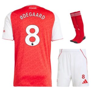arsenal 2025 2026 odegaard home kit kids shirt