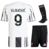 juventus home child kit shirt 2025 2026 vlahovic