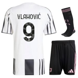 juventus home child kit shirt 2025 2026 vlahovic