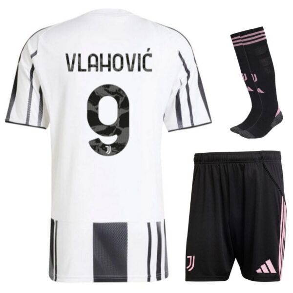 juventus home child kit shirt 2025 2026 vlahovic