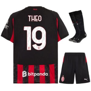 ac milan home kit kids jersey 2025 2026 theo
