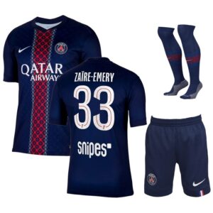 psg home children’s kit jersey 2025 2026 zaire emery