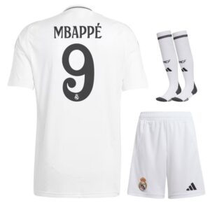 real madrid home children’s kit jersey 2024 2025 mbappe