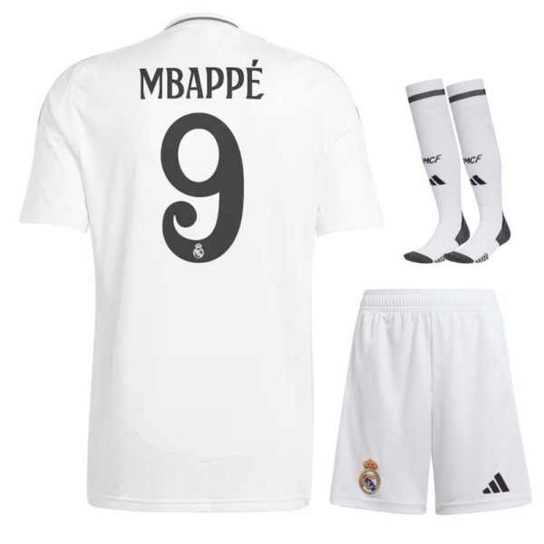 real madrid home children’s kit jersey 2024 2025 mbappe