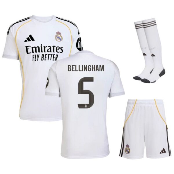real madrid home children’s kit jersey 2025 2026 bellingham