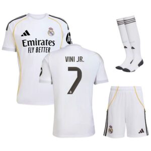 real madrid children’s home kit jersey 2025 2026 vini jr.