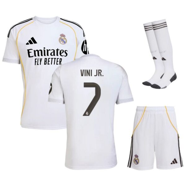 real madrid children’s home kit jersey 2025 2026 vini jr.