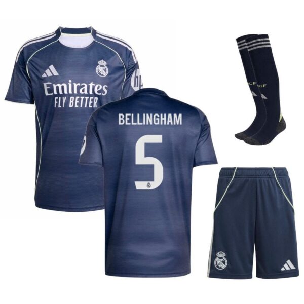 real madrid away child kit jersey 2025 2026 bellingham