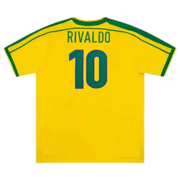 Brazil Nation Retro Ronaldo #9 Rivaldo #10 Cafu #2 Leonardo #18 R.carlos #6 Denilson #19 Jersey Home World Cup 1998 - Image 3