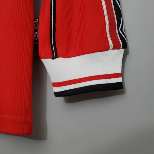 1998-00 Manchester United Beckham #7 Retro Jersey Home Long Sleeve - Image 4