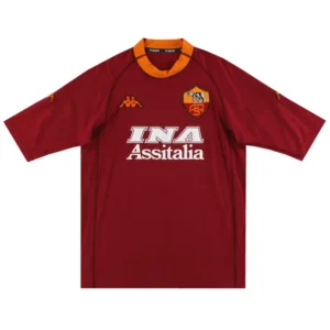 serie a roma club totti #10 batistuta #18 retro jersey home 2000 01
