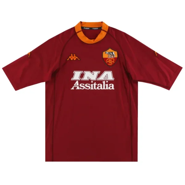 serie a roma club totti #10 batistuta #18 retro jersey home 2000 01