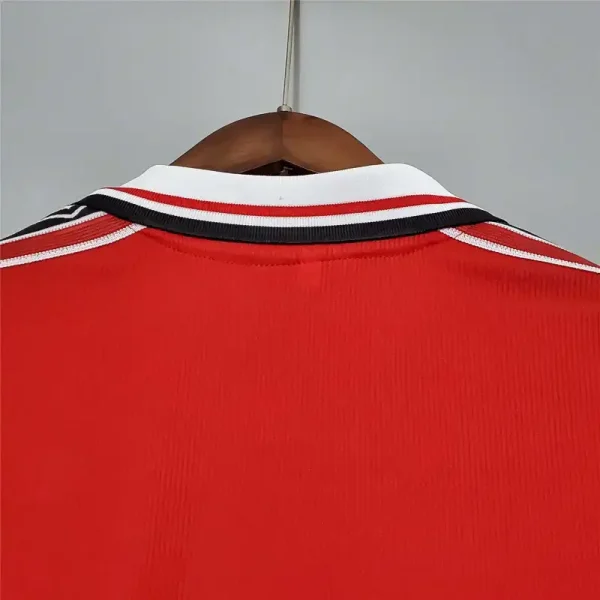 1998-00 Manchester United Beckham #7 Retro Jersey Home Long Sleeve - Image 5