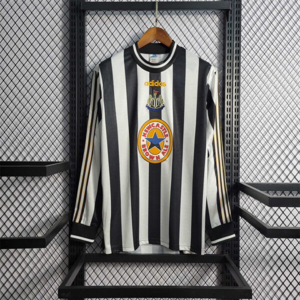 adidas newcastle united retro home long sleeve football jersey 97 99