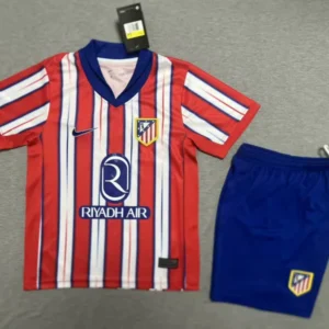 24 25 atletico madrid home soccer kids kit jersey+shorts